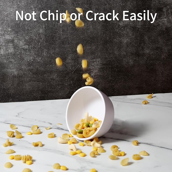 TP 10 Ounce Bowl Set of 6, 4.5" Melamine Small Bowls for Appetizer Snacks Ice Cream Dipping Sauce Side Dish, Unbreakbale and Lightweight, White