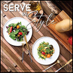 Vikko Salad Plate, Set of 6 White Plates, Dessert, Salad, Appetizer Plate, Fine Bone China, Stackable 8 Inch Dessert Plates, Dishwasher Safe