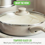 GreenLife 16 Piece Nonstick Cookware Set, Soft Grip Non-Toxic PFAS-Free Ceramic Pots & Pans, Dishwasher & Oven Safe, Frying, Sauce, Saute, Utensils, Glass Lids, Stay-Cool Handles, Wobble Free, Taupe