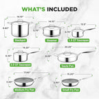 NutriChefKitchen Kitchenware Pots & Pans Set-12-Piece Set Clad Kitchen Cookware w/Steel Handles,Fry Pan Interior Coated w/Prestige Ceramic Non-Stick Coating,Stylish Kitchen Cookware,one size,NCSSX45