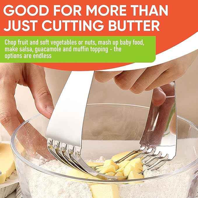 Spring Chef Large Dough Blender For Baking, Professional Dough Cutter Tool, Stainless Steel Puff Pastry Cutter Tool, Dishwasher Safe Pastry Blender for Easy Mixing - Pink Lemonade