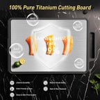 Titanium Cutting Boards for Kitchen Chopping Board with Handle Large Big Small Kitchen Meat Butcher Block Double Sided Pure Titanium and Wheat Straw PP Not Wood Bamboo Plastic Teak Grey/Beige