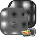 2 PCS Silicon Splatter Shield for Ninja Crispi Air Fryer Heat-Resistant Splash Guard,for Ninja Crispi Accessories,Crisp Containers,Crispy Replacement Parts Protects Kitchen from Oil Black&Grey