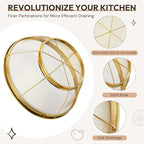 Baderke 3 Pieces Stainless Steel Gold Colander Metal Strainer with Handle Pasta Gold Colander for Kitchen Draining Pasta Rinsing Vegetables Rice Food, 3 Sizes (1.5-3-5 Quart,Novel)