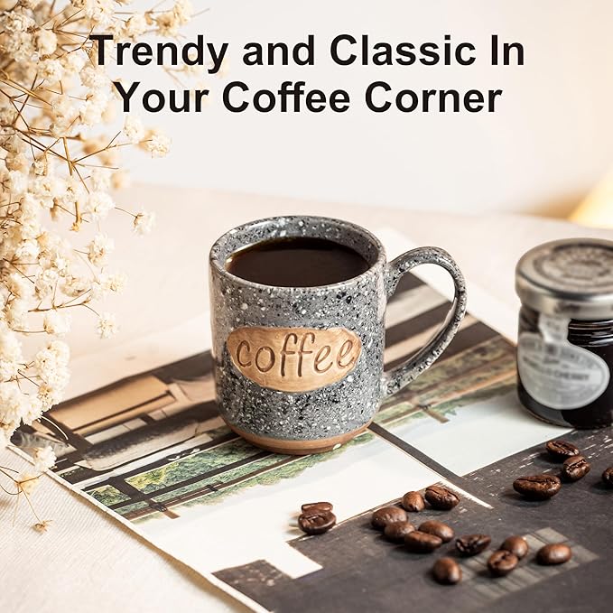 LYEOBOH Espresso Cups, Coffee Cups, Tea Cup - 3 oz Grey Ceramic Set of 6, Mini Coffee Mugs, Demitasse Cups, Espresso Shot, Microwave Dishwasher Safe, Ceramic Mugs, Perfect for Daily Use & Tea Time