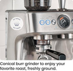 Chefman Crema Supreme 15 Bar Espresso Machine with Milk Frother, Barista Steam Wand, Professional Coffee Maker with Coffee Grinder, 30 Grind Settings, 3L Removable Water Tank - Stainless Steel