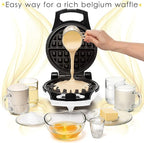 Moss & Stone White Belgian Waffle Maker, Electric Waffle Machine, Non-Stick Grids, Temperature Control, Round Waffle