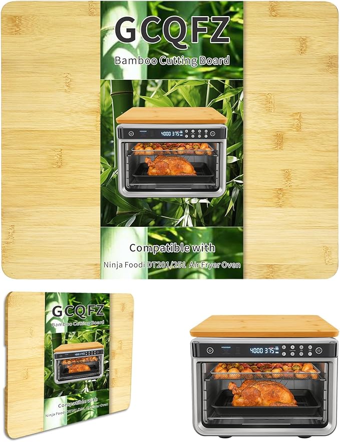 Air Fryer Accessories for Ninja Foodi DT251 DT201 SMART Countertop Convection Toaster Oven,14.7"×11.5" Bamboo Cutting Board With Heat-Resistant Non-Skid Silicone Feet,100% Organic Bamboo
