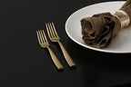Fortessa Lucca Faceted 18/10 Stainless Steel Flatware, Salad/Dessert Fork, 7", Set of 12, Brushed Gold