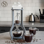 Nispira Iced Coffee Cold Brew Drip Tower Coffee Maker Wooden, 6-8 cup, Grey