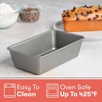 Cooking Light Heavy Duty Nonstick Bakeware Carbon Steel Bread Pan or Loaf Pan with Quick Release Coating, Manufactured without PFOA, Dishwasher Safe, Oven Safe, 9.25-Inch x 5.25-Inch, Gray