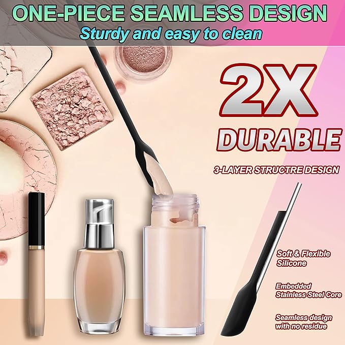 Anaeat Mini Silicone Spatulas - Set of 4 Multifunctional Small Kitchen Scraper Lotion Stirrer Tiny Makeup Beauty Spatula Reusable for Jam Jar, Cosmetic Bottles, Narrow Can and Thin Bottles (Black)