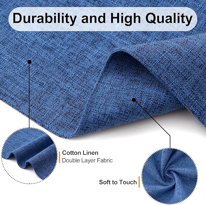 Homaxy Cloths Placemats for Dining Table Set of 6, Heat Resistant Washable Cotton Linen Blend Table Mats, Easy to Clean Place Mats for Indoor Outdoor Party Kitchen Decoration, 13" x 18", Blue