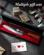 Personalized Gifts for Men Engraved Custom Japanese Knife, Hand Forged High Carbon Steel Chef Knife With Rosewood Handle, The Practical Birthday Gift for Your Loved Ones (Sandalwood Gift Box)