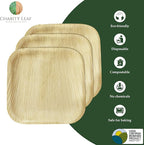Disposable Palm Leaf 7" Square Plates (200 pieces) Bamboo Like Serving Platters, Disposable Boards, Eco-Friendly Dinnerware For Weddings, Catering, Events