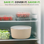 NutriChef 18-Piece Ceramic Cookware Set with Detachable Handles, Non Stick Pots and Pans, PTFE-Free Natural Ceramic Coating, Space-Saving Design, Oven & Stove Safe, Includes Utensils, Cream