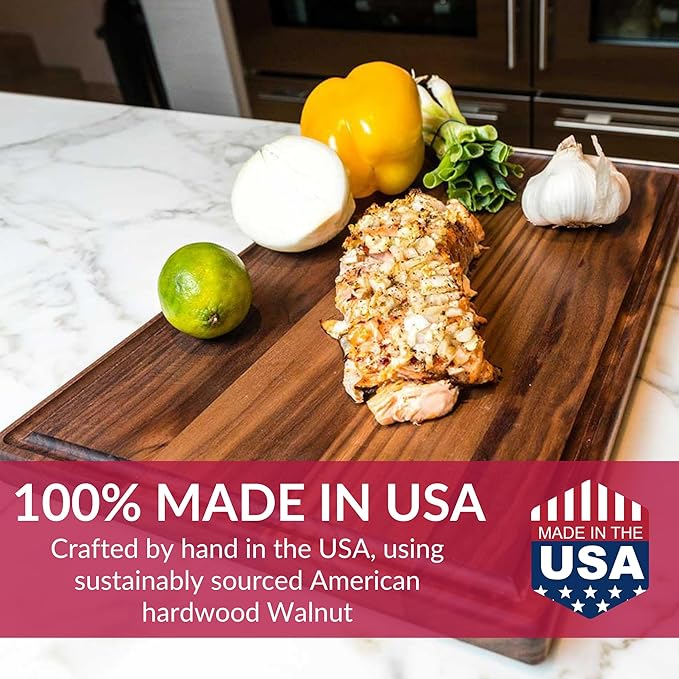 Walnut Wood Cutting Board - Made in USA - Reversible - by Virginia Boys Kitchens