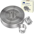 Round Cookie Biscuit Cutter Set 12 Pieces Graduated Circle Pastry Cutters 18/8 Stainless Steel Cookie Cutters1inch - 4 1/2inch Donut Cutter Ring Molds GIFT Package
