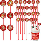 Meanplan 60pcs Christmas Swizzle Sticks Christmas Cocktail Stirrers Plastic Stir Sticks Xmas Santa Claus Snowman Decorations for Birthday Party Coffee Shop Supplies Favors Gifts (Gingerbread)