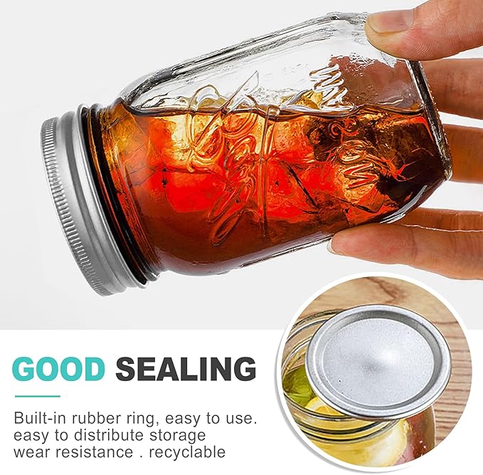 24 Pack 70mm Regular Mouth Mason Jar Lids, Split-Type Food Grade Metal Caps with Leak Proof & Airtight Seal for Canning Jams, Pickles, Preserving Food