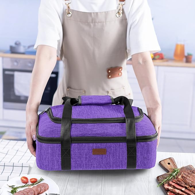 BAGSPRITE Insulated Casserole Carrier for Hot or Cold Food with Heat-resistant Mat, Casserole Dish Carrier Insulated Food Carrier, Hot Food Carrier, Foil Pan Carrier Fits 9" x 13" Baking Dish