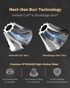 Cocinare ESSENCE GO B38 Ultra Manual Coffee Grinder – with Carrying Case Hand Grinder Capacity 30g, GhostEdge Ultra Burr & 80 Grind Settings, Perfect for Pour-over, Espresso, Cold Brew (Black)