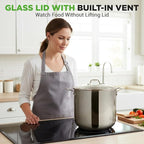 NutriChef 15-Quart Stainless Steel Stock Pot with Tempered Glass Lid - Induction Compatible Large Stockpot, Ideal for Stews & Soups, Dishwasher Safe - NCSP16