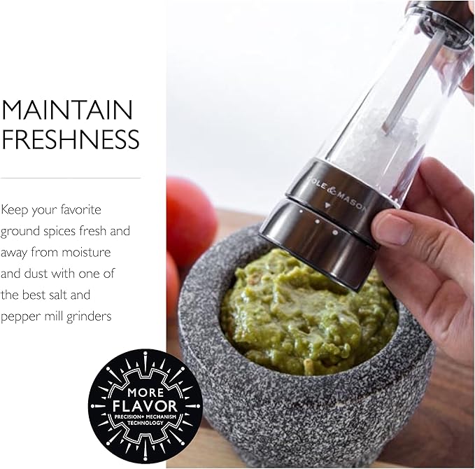 Cole & Mason Derwent Salt and Pepper Grinder Set - Refillable Salt & Pepper Grinder Set with Gourmet Precision Mechanisms - Kitchen Accessories for Cooking - Gift Set, Iron Grey