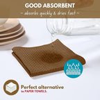 Native Fab Cotton Dish Towel & Dishcloths 8 Piece Set - Soft, Absorbent, Durable, Washable, Fast Drying Towels for Cleaning, Cooking, Baking - Ideal for Home, Kitchen, BBQ & Outdoor Use - Brown