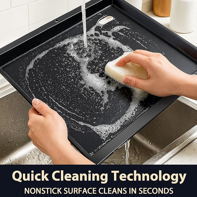 Utheer Nano-Ceramic Full Griddle for Ninja FlexFlame PG300,Professional-Grade Nonstick Full-Size Griddle Plate with Grease Drain,Rust-Resistant,BBQ Breakfast & Camping,Fit Ninja FlexFlame XSKFULGRIDLE