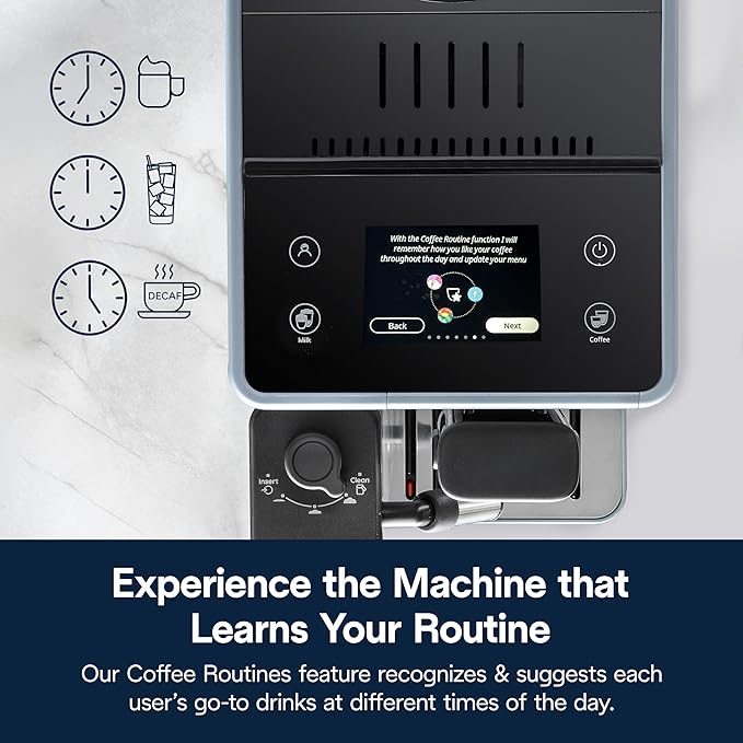 De'Longhi Rivelia Automatic Espresso Machine, Grinder & Frother, Easy Bean Switching, Pebble Gray
