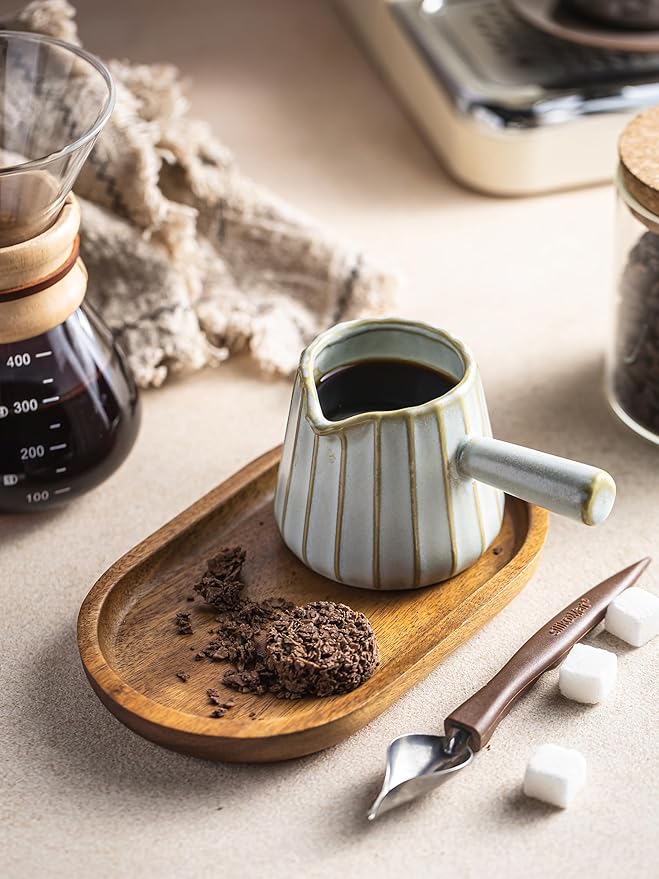 Espresso Cups, Ceramic Espresso Measuring Cup with Handle, Expresso Shots Cups with Scale, Espresso Accessories, 200ML /6 OZ, Light Green