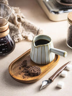 Espresso Cups, Ceramic Espresso Measuring Cup with Handle, Expresso Shots Cups with Scale, Espresso Accessories, 200ML /6 OZ, Light Green