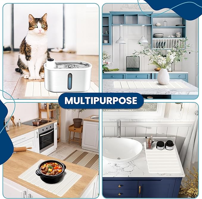 Stone Drying Mat for Kitchen Counter W/ Tote Bag, Large Stone Dish Drying Mat Foldable, Absorbent Diatomaceous Quick Dry Stone Mat Kitchen Dishes Bottles Cups Bathroom Any Countertop 23" x 15.3"