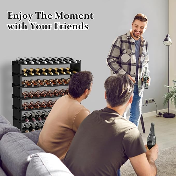 Bambloom Wine Rack Freestanding Floor, Stackable Wine Bottle Storage, Wooden Free Standing Wine Stand Organizer for Kitchen,Cellar. 36 Bottles Wine Holder Display Shelves for Champagne (Black)