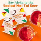 Craftmix Blood Orange Mai Tai, Makes 12 Drinks, Skinny Cocktail Mixers, Instant Mix Mocktail Kit, Real Fruit, Vegan Low-Carb Non-GMO, Dairy Free, Gluten-Free, Easy to Mix