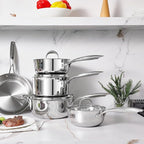 KEAWELL K3 Premium 8-Quart Tri-Ply Stainless Steel Stockpot with Lid, Induction & Oven Safe up to 600°F, Even Heating, Professional Cookware for All Stovetops (8-Qt)