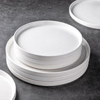 AmorArc Ceramic Dinner Plates Set of 6, 10.0 Inch Matte Stoneware Plates for Kitchen,Modern Flat Dinnerware Dishes Set,Microwave& Dishwasher Safe, Scratch Resistant, Matte white