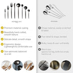 Homelux Theory 18/10 Gold Silverware Set, 5pc Mirror Polished Modern Silverware Set, 18/10 Gold Flatware, Knife Set, Knife Spoons & Forks Set, Modern Cutlery Set of 2