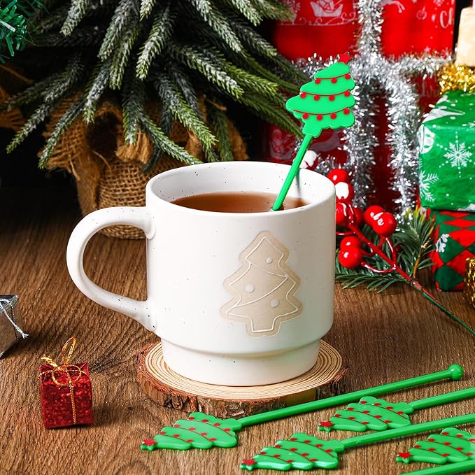 36 Pcs Christmas Drink Stirrers, Christmas Tree Cocktail Stirrers Plastic Swizzle Sticks Reusable Coffee Stirrer Stir Sticks for Xmas Holiday Party Coffee Tea Hot Cocoa Bar Supplies Decoration
