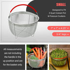 Original Salbree Steamer Basket for 3 qt quart Instant Pot Accessories, Stainless Steel Strainer and Insert fits IP Insta Pots, Instapot, Other Pressure Cookers, with Silicone Handle [6qt 8qt avail]