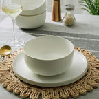 S&Q'S CERAMICS S&Q Ceramic Bowls for Kitchen, 36 Ounce, Large Capacity Cereal Bowls Set of 4, For Soup, Oatmeal, Breakfast, Microwave and Dishwasher Safe, Glazed Matte Off White…