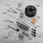 Mixology & Craft Bartender Kit – 15-Piece Cocktail Shaker Set with Bar Tools, Premium Stainless Steel Drink Mixer Accessories for Home Bar, Includes Bamboo Stand, Plus Exclusive Recipe Cards (Silver)