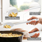 DI ORO Silicone Spoons for Cooking - Large Kitchen Utensils for Mixing, Serving, & Stirring - 600F Heat-Resistant Non Stick - Big Solid & Slotted Basting Spoons - Dishwasher Safe (2pc, Stone)