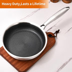 DELARLO Tri-Ply Stainless Steel 5.5 Inch Omelet Pans, Small Frying Pan Compatible with All Cooktops 500℉,Oven Safe Mini Skillet