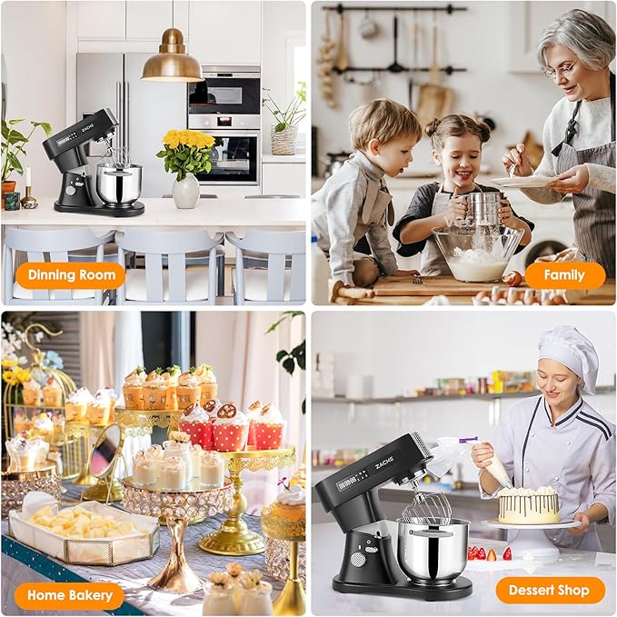 ZACME 7.4QT Household Stand Mixer 800W with Aluminum Die Casting Mixers Kitchen Electric Stand Mixer Metal Dough Mixer with Stainless Steel 7L Bowl, Dough Hook, Whisk and Beater