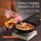 YARRAMATE 16oz/470ml Oil Sprayer for Cooking with Stickers, Food-grade Premium 2 in 1 Olive Oil Dispenser Bottle for Kitchen Gadgets, Air Fryer, Salad, Frying, BBQ (Pink)