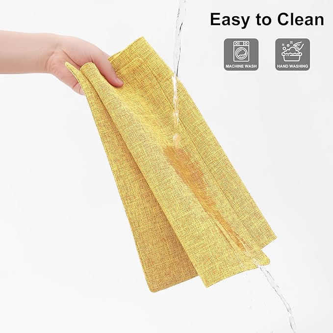 Homaxy Cloths Placemats for Dining Table Set of 6, Heat Resistant Washable Cotton Linen Blend Table Mats, Ideal for Kitchen Party Dining Decoration, 13" x 19", Mustard Yellow