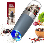 CIRCLE JOY Gravity Electric Pepper Grinder, Pepper Griner Mill Electric with LED Light, Battery Operated, Adjustable Coarseness, Washable 135ml Container, Blue
