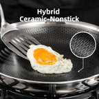 DELUXE Hybrid Ceramic Nonstick 12-Inch Fry Pan with Tempered Glass Lid, Skillet with Stay-Cool Handles, Dishwasher&Oven Safe, PFOA Free Compatible with All Cooktops